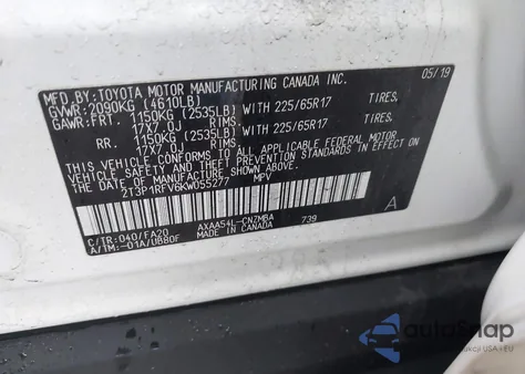2019 Toyota Rav4 Xle z USA, uszkodzony, nr VIN 2T3P1RFV6KW055277